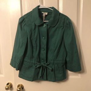 Irish Green Loft Button/Tie Coat 3/4 Sleeves